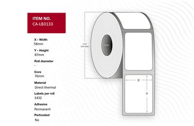 Capture etiketove medium 58 x 87 mm, termo coated, 1432 et./rolka, 8 roliek/box
