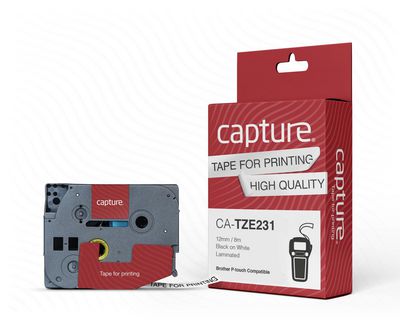 Capture paska TZe-231 12 mm x 8 m, cierna na bielej (Brother P-touch kompat.)