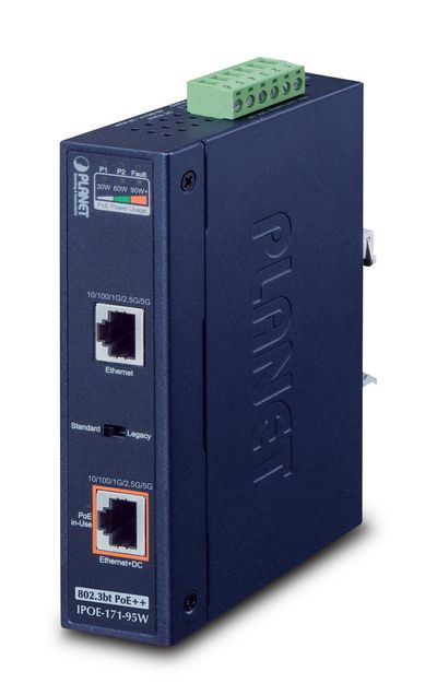 Planet Industrial Single-Port Multi-Gigabit 802.3bt PoE++ Injector